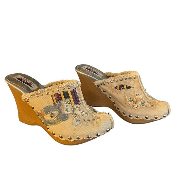 Bumper BP Embellished Wooden Platform Clogs Size 6 - Picture 3 of 6